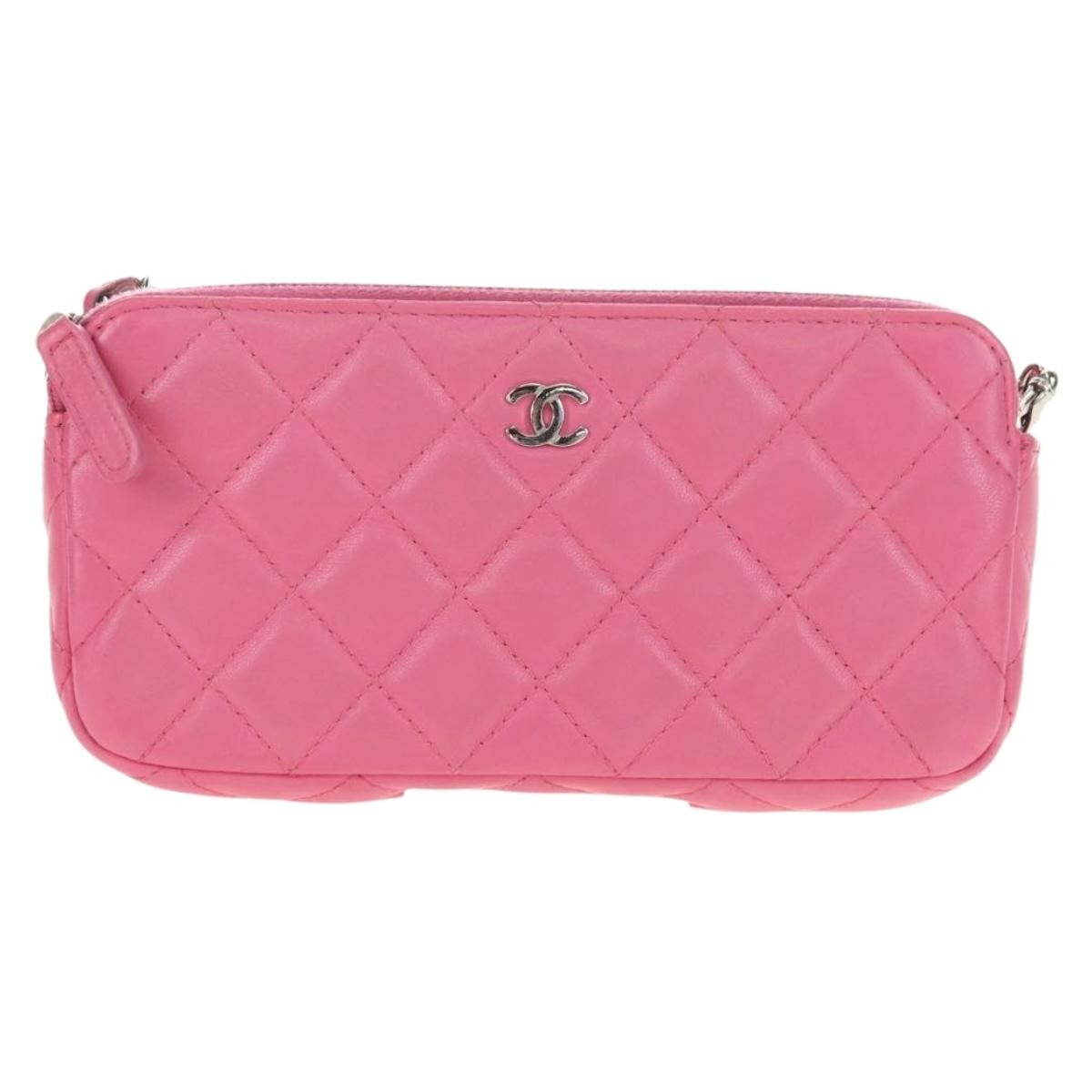 Chanel Double Zip Clutch with Chain Quilted Lambskin Product Image