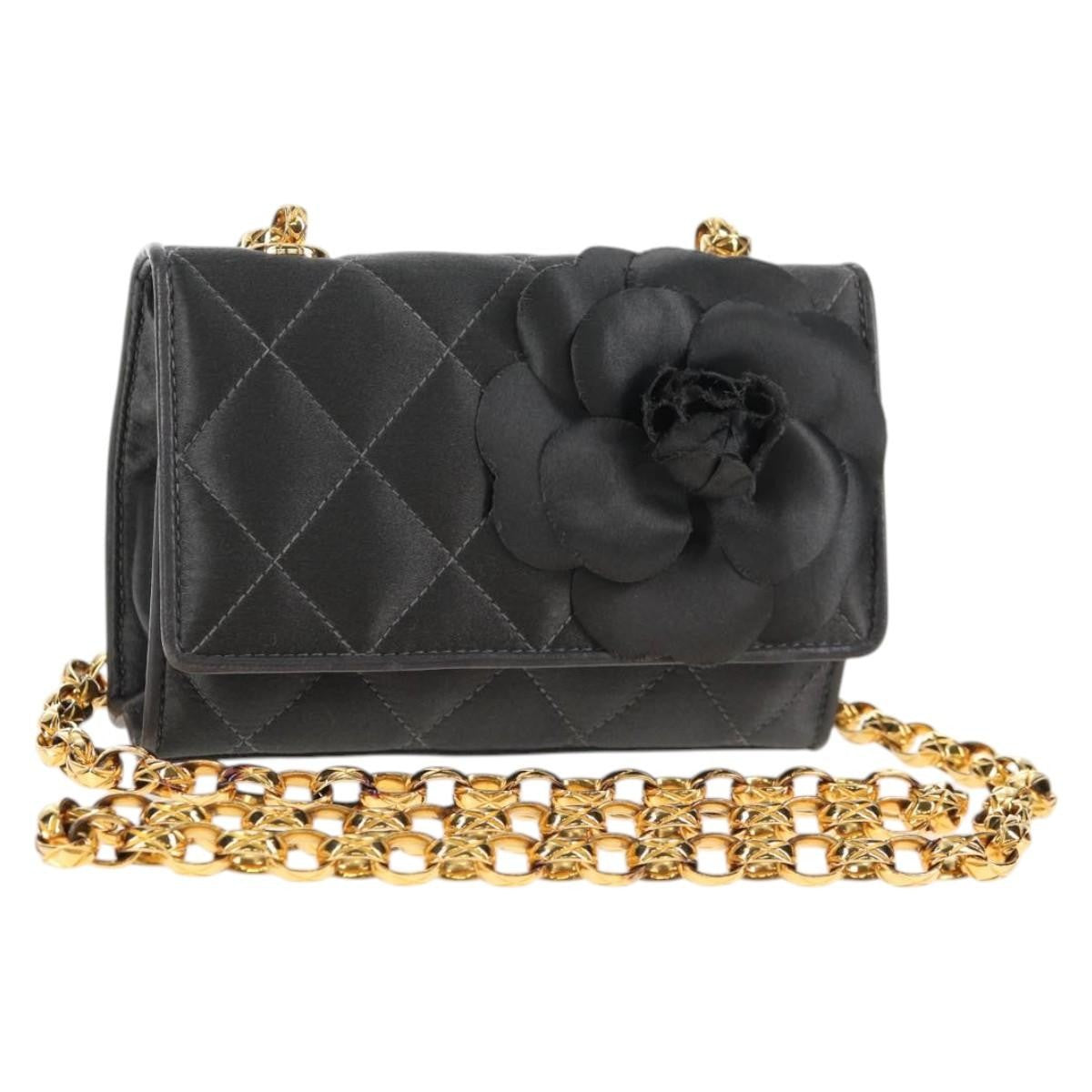 Chanel Vintage Camellia Flap Bag Satin Mini