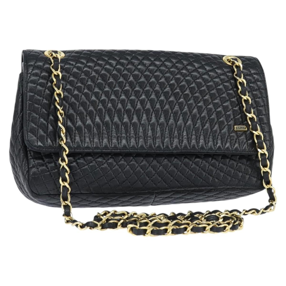 Bally Vintage Chain Shoulder Bag Quilted Leather Product Image