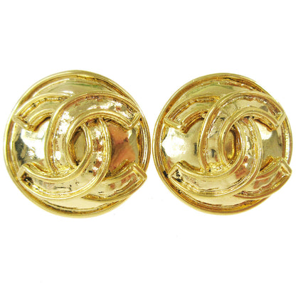 Chanel Vintage Round CC Clip-On Earrings Metal Product Image