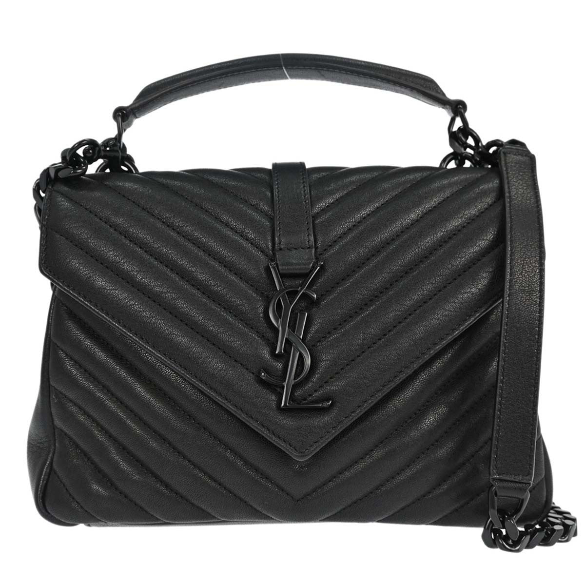 Saint Laurent Classic Monogram College Matelasse Chevron Leather Medium