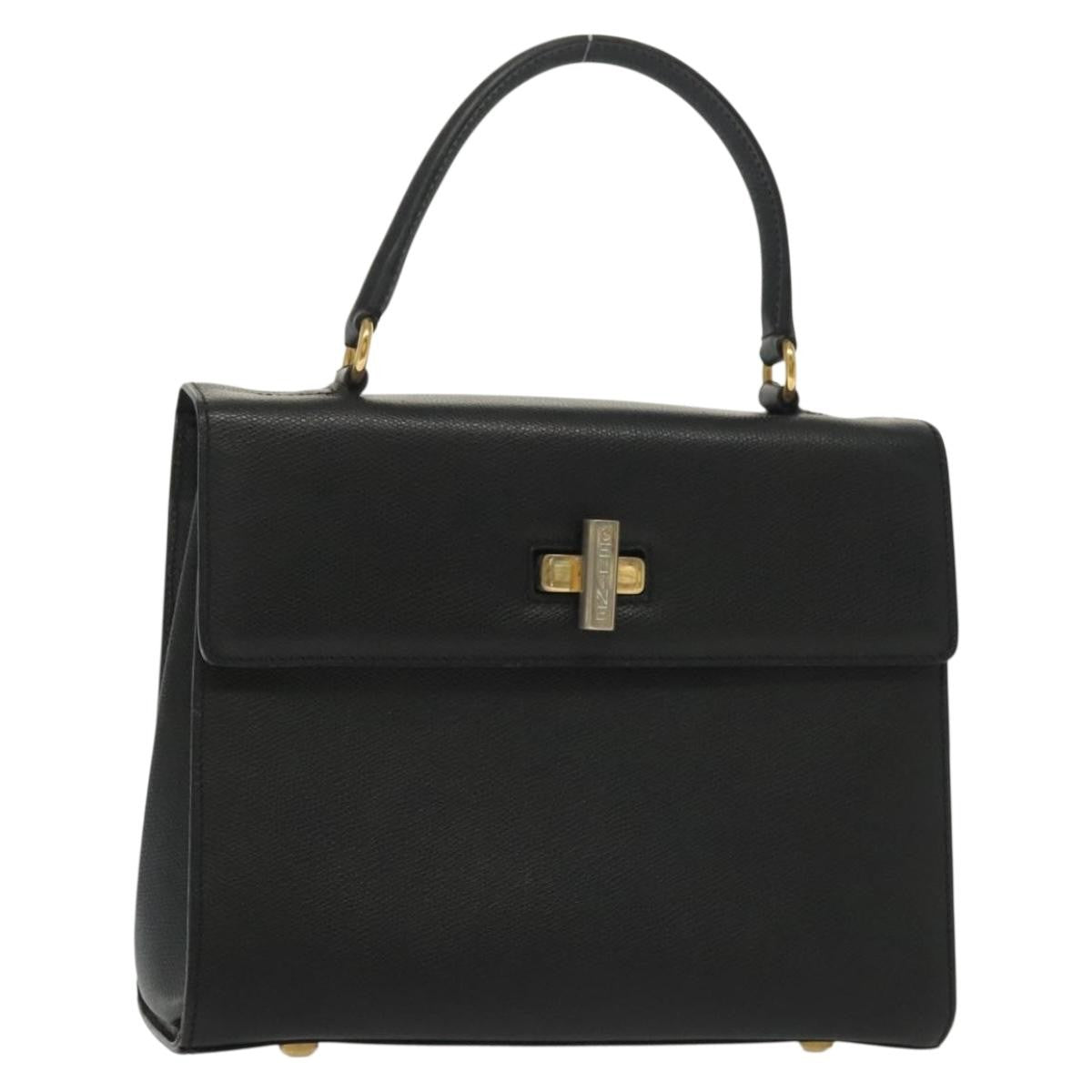 Celine Vintage Convertible Turnlock Top Handle Bag Leather Medium