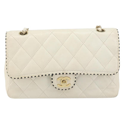 Chanel Vintage Punched Edge Classic Single Flap Bag Quilted Lambskin Medium