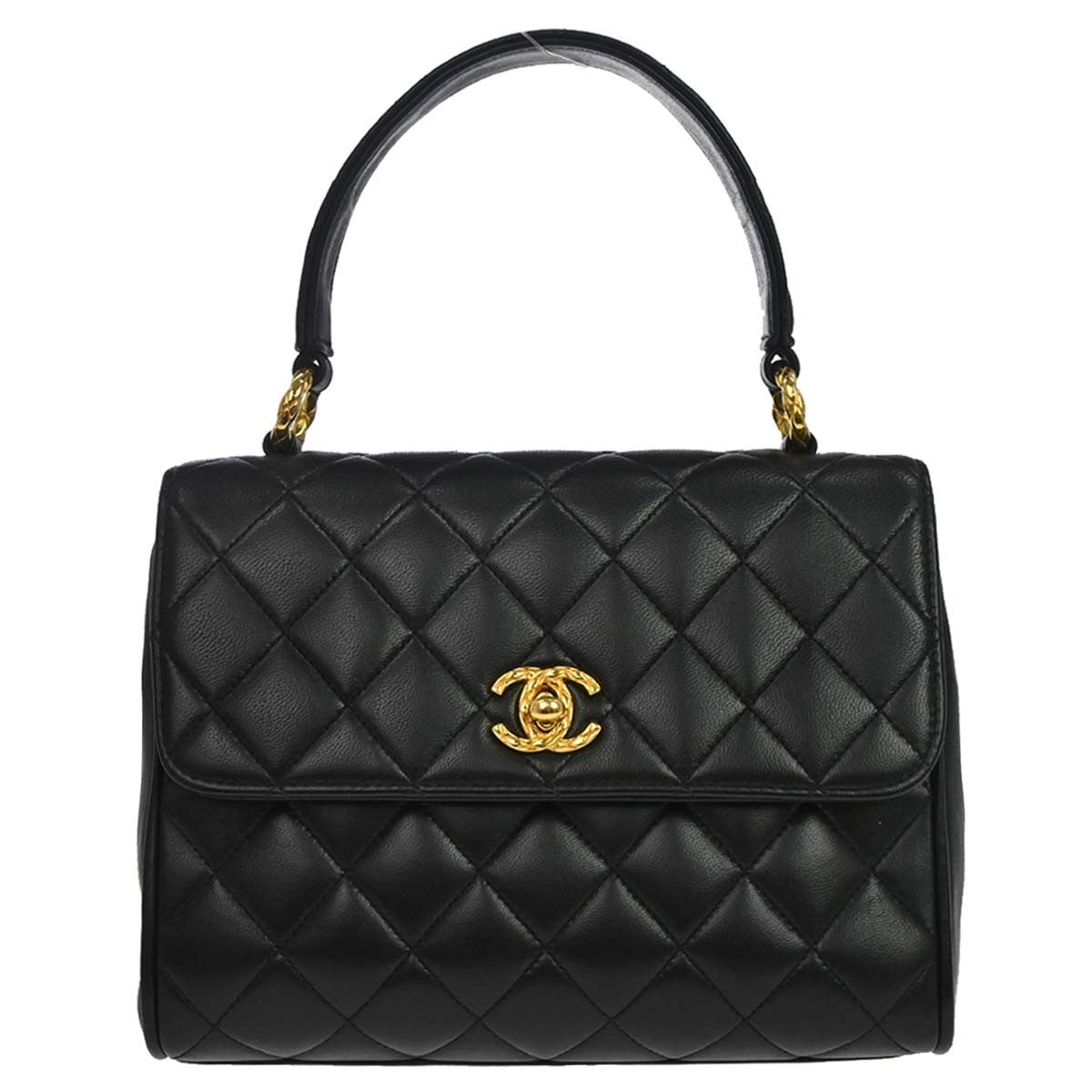 Chanel Vintage Top Handle Flap Quilted Lambskin Mini