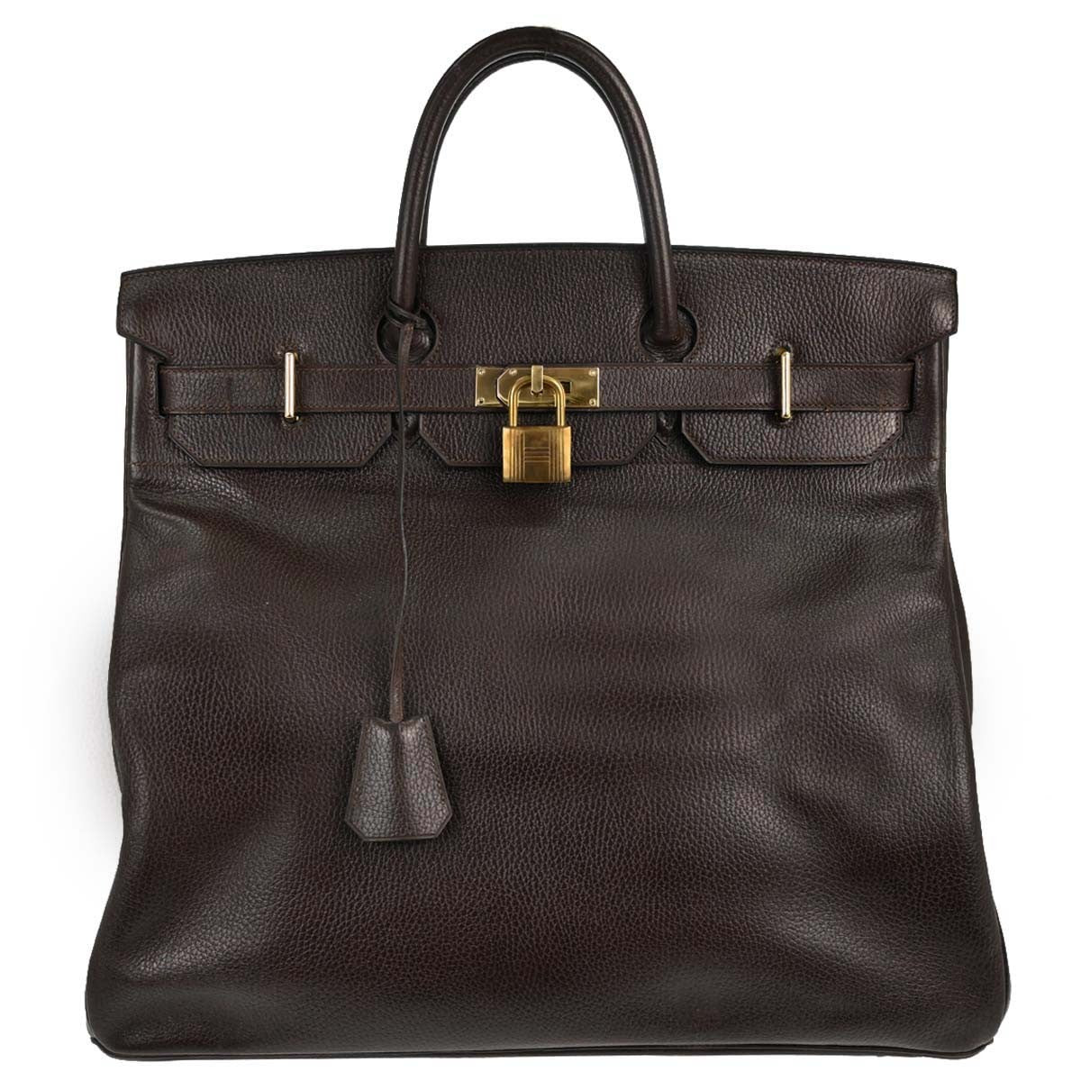 Hermes HAC Birkin Brown Ardennes with Gold Hardware 45