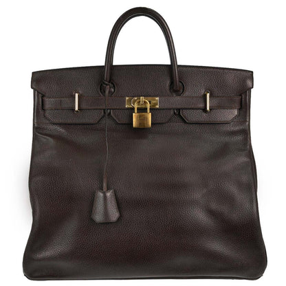 Hermes HAC Birkin Brown Ardennes with Gold Hardware 45
