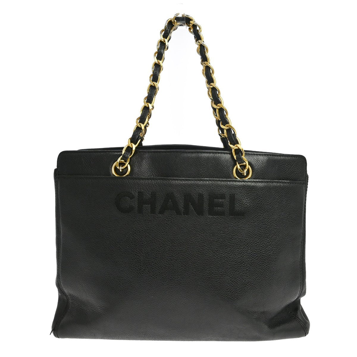 Chanel Vintage Logo Chain Tote Caviar Medium