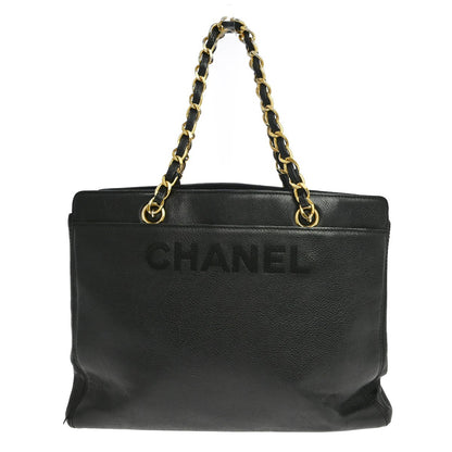 Chanel Vintage Logo Chain Tote Caviar Medium