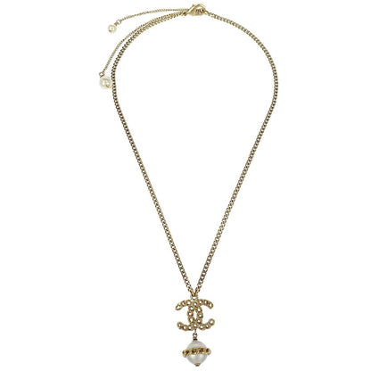 Chanel CC Chain Necklace Metal with Faux Pearls Product Image