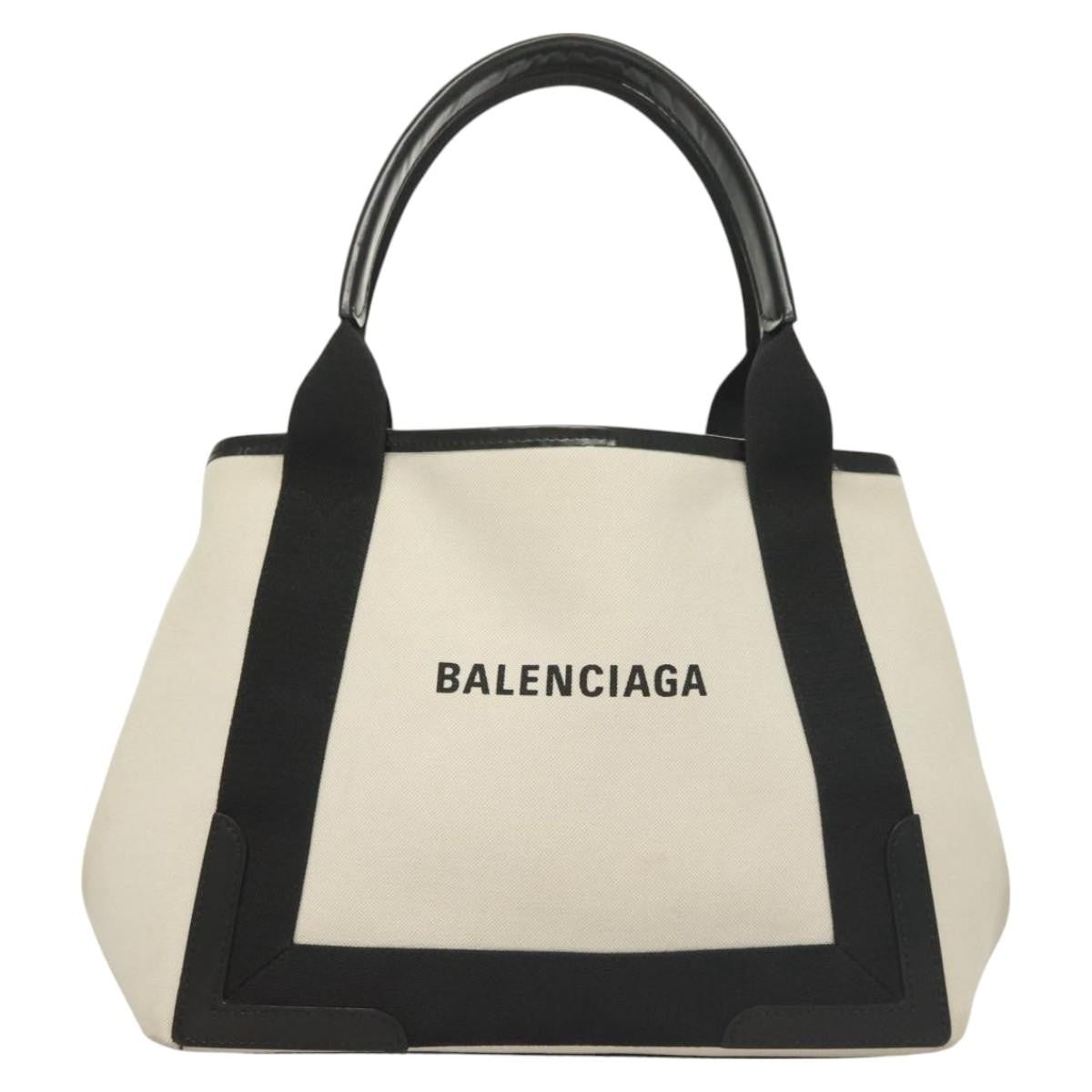 Balenciaga Navy Cabas Canvas with Leather Medium
