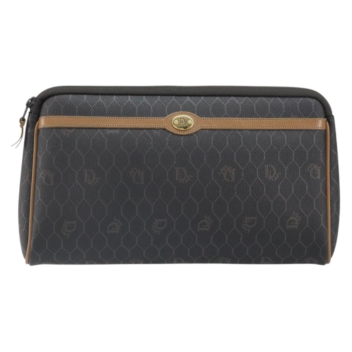 Christian Dior Vintage Honeycomb Zip Pouch Canvas and Leather Product Image