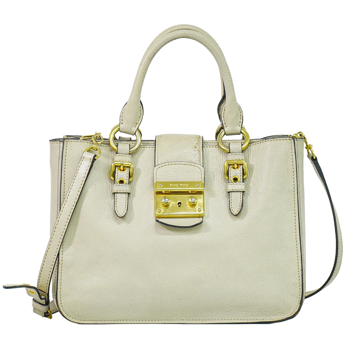 Miu Miu Madras Convertible Lock Leather Medium