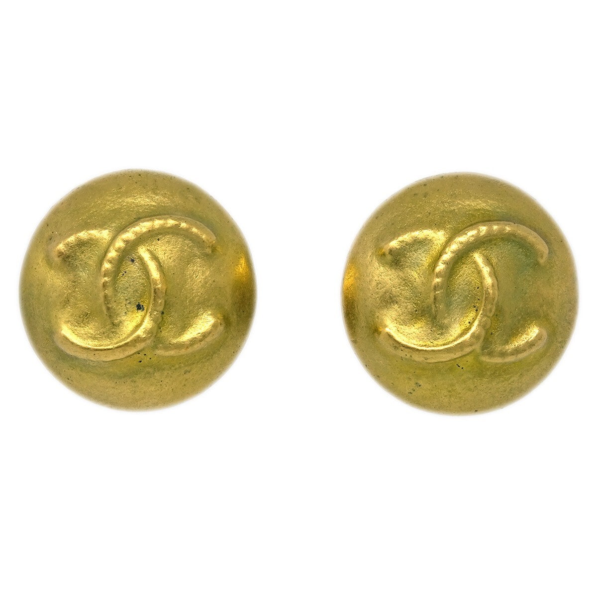 Chanel Vintage CC Round Clip-On Earrings Metal Small
