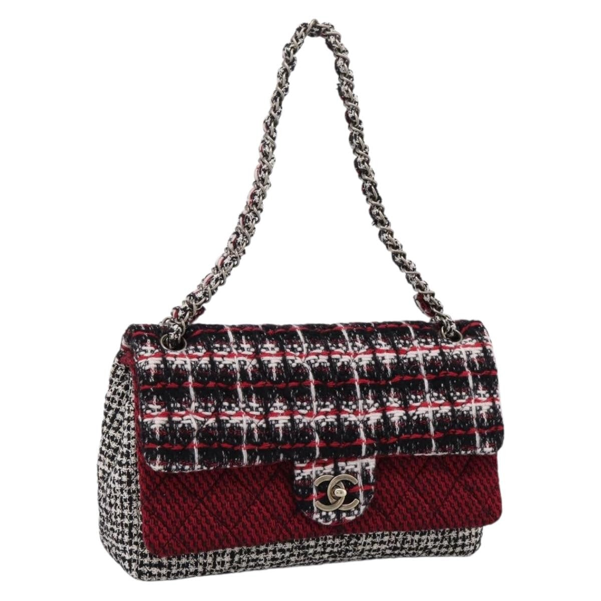 Chanel Vintage CC Chain Flap Quilted Multicolor Tweed Medium