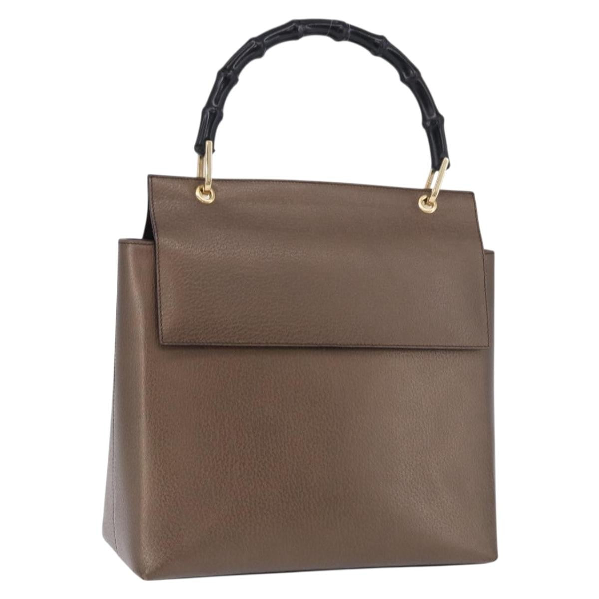 Gucci Vintage Bamboo Handle Leather Small