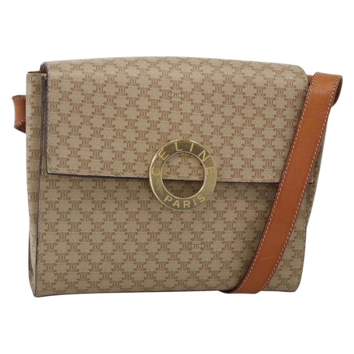 Celine Vintage Macadam Circle Logo Canvas and Leather Product Image