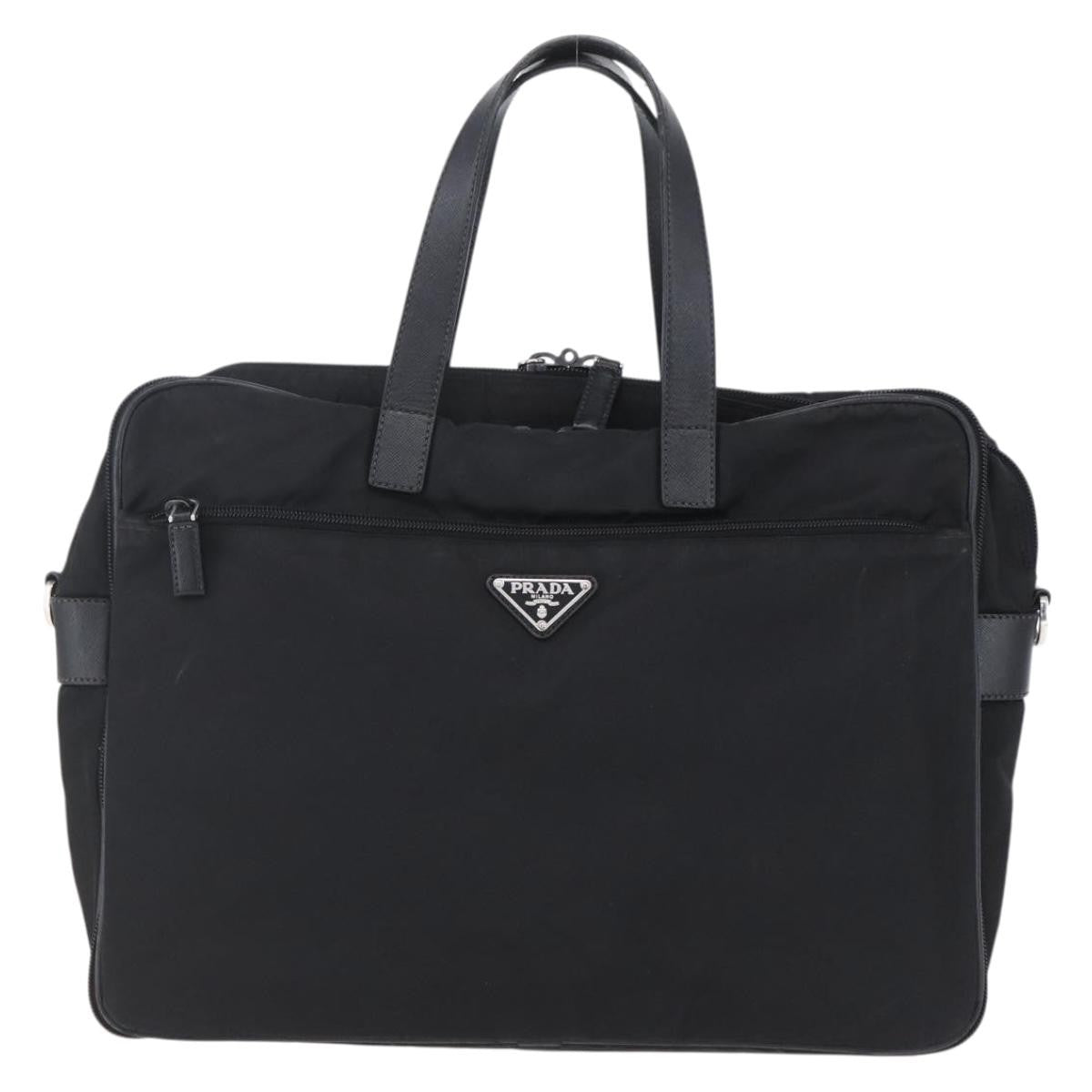 Prada Convertible Front Zip Briefcase Tessuto with Saffiano Leather Large