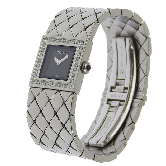 Chanel Matelasse Quartz Watch Stainless Steel with Diamond Bezel 19