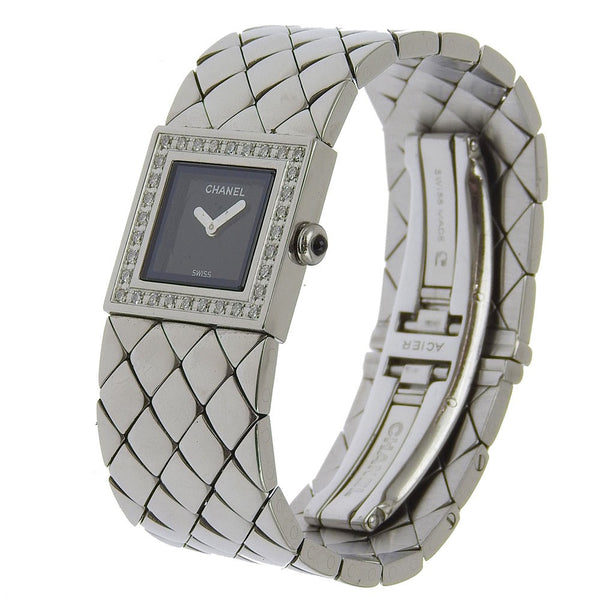 Chanel Matelasse Quartz Watch Stainless Steel with Diamond Bezel 19