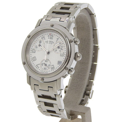 Hermes Clipper Chronograph Quartz Watch Stainless Steel 31