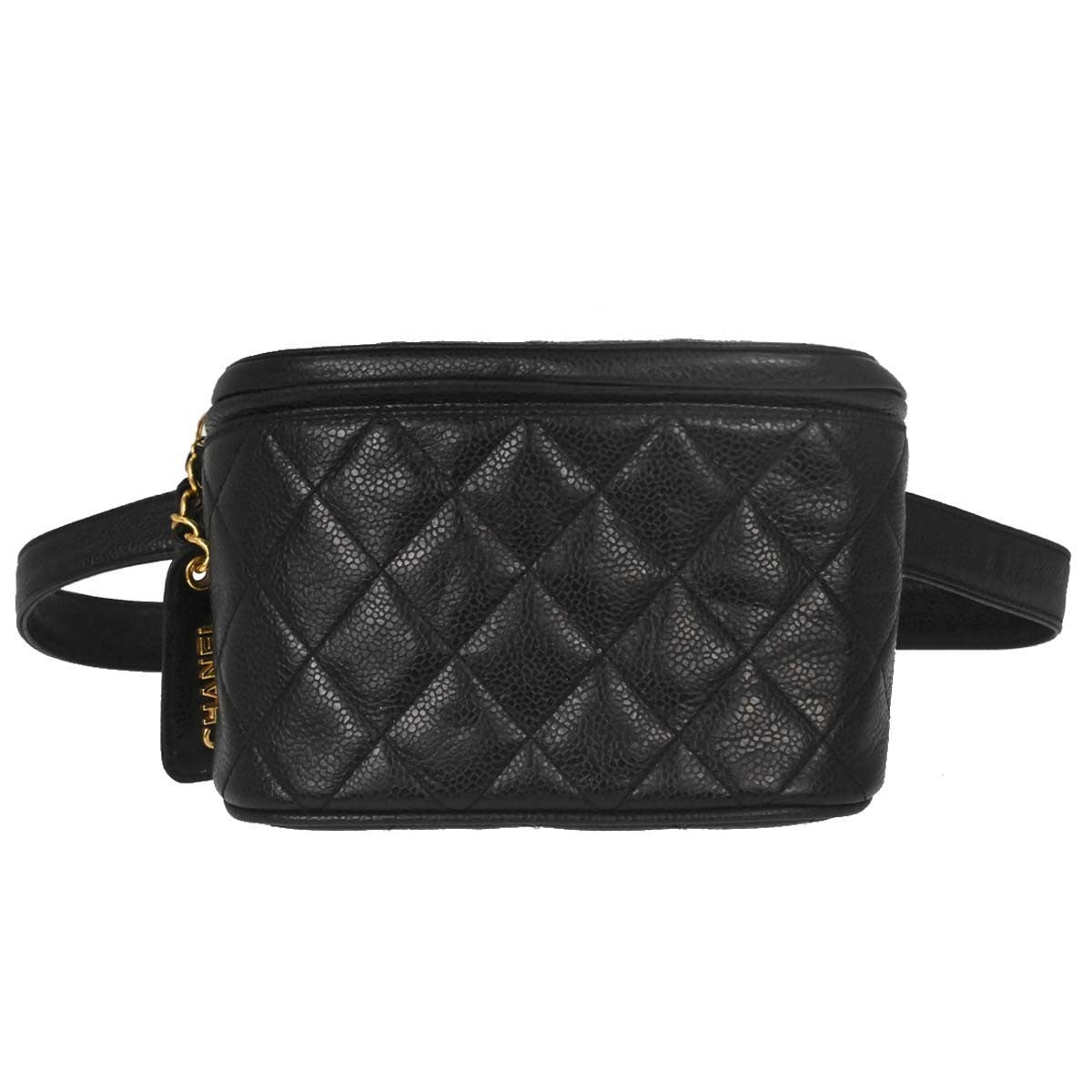 Chanel Vintage Zip Belt Quilted Caviar Small