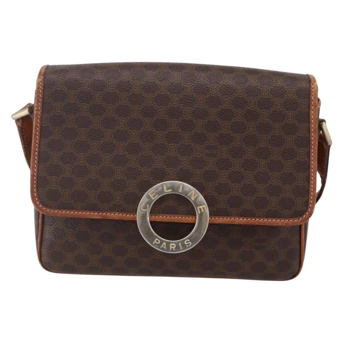 Celine Vintage Macadam Circle Logo Shoulder Bag Canvas and Leather Product Image
