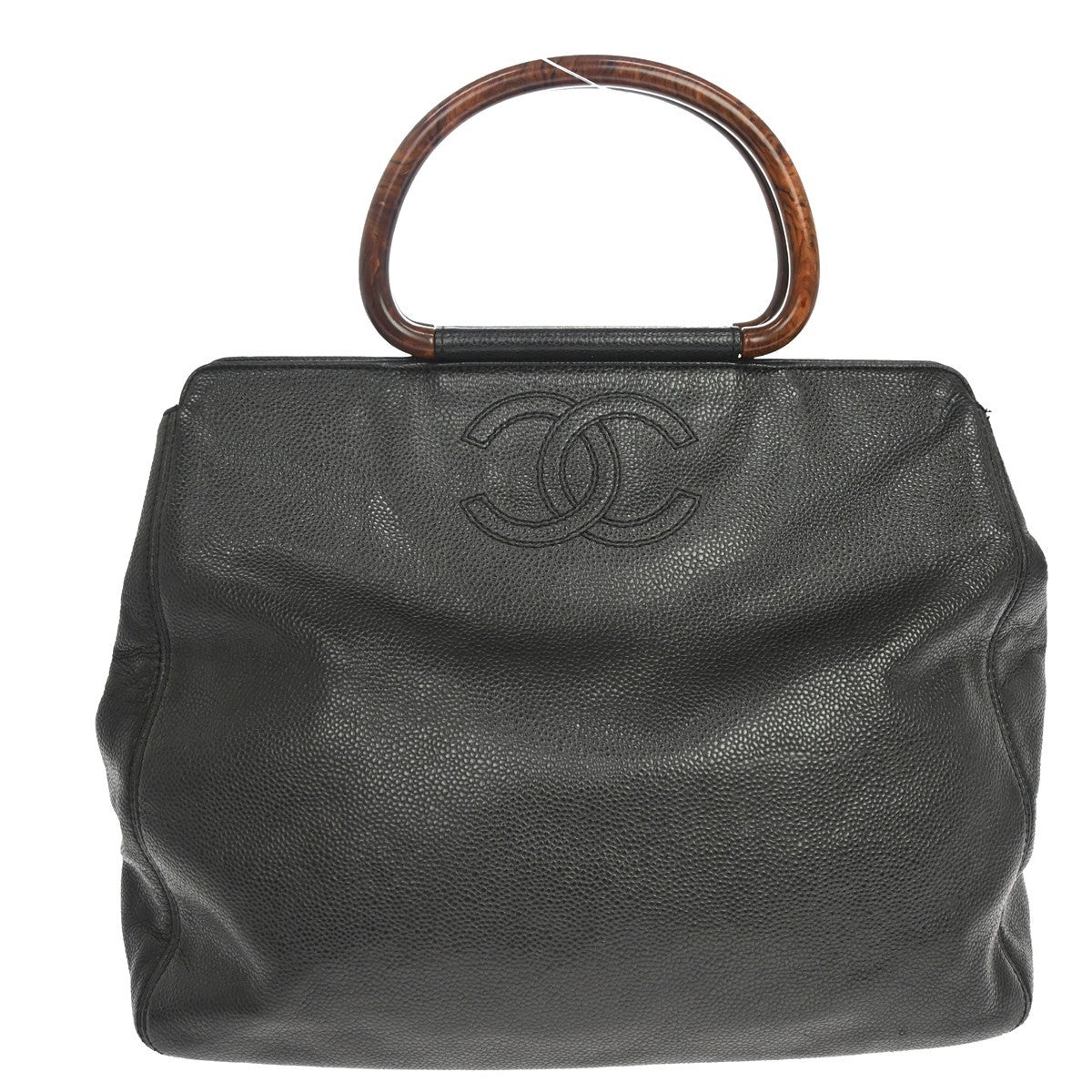 Chanel Vintage Wooden Ring Tote Caviar Medium