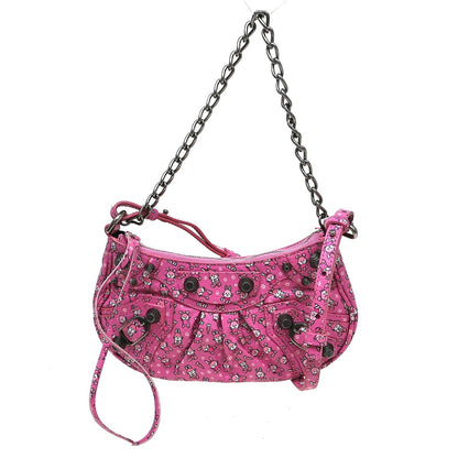 Balenciaga Le Cagole Giant Studs Shoulder Bag Printed Leather XS
