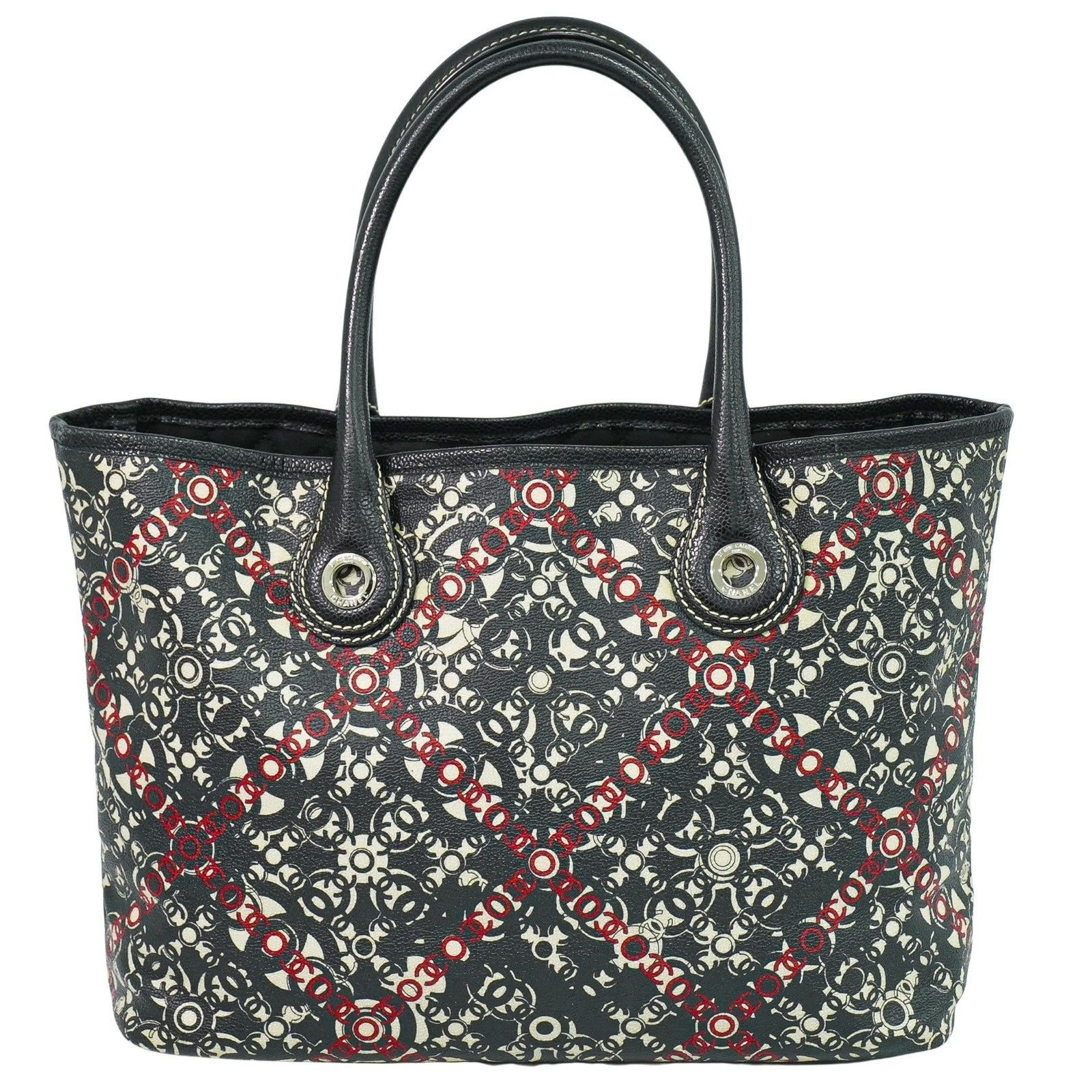 Chanel Optic Coco Tote Printed Coated Canvas with Caviar Large