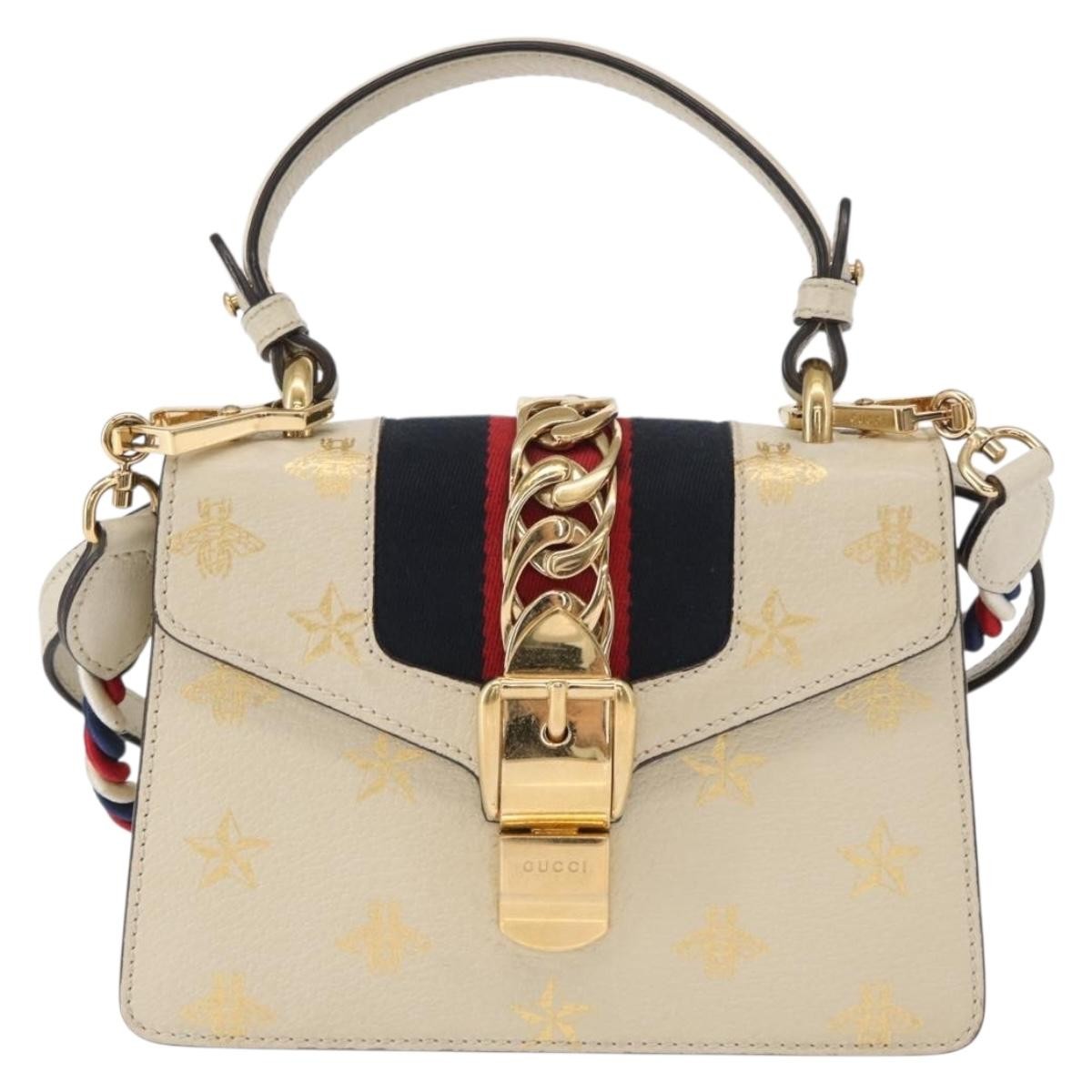 Gucci Sylvie Top Handle Bag Printed Leather Mini