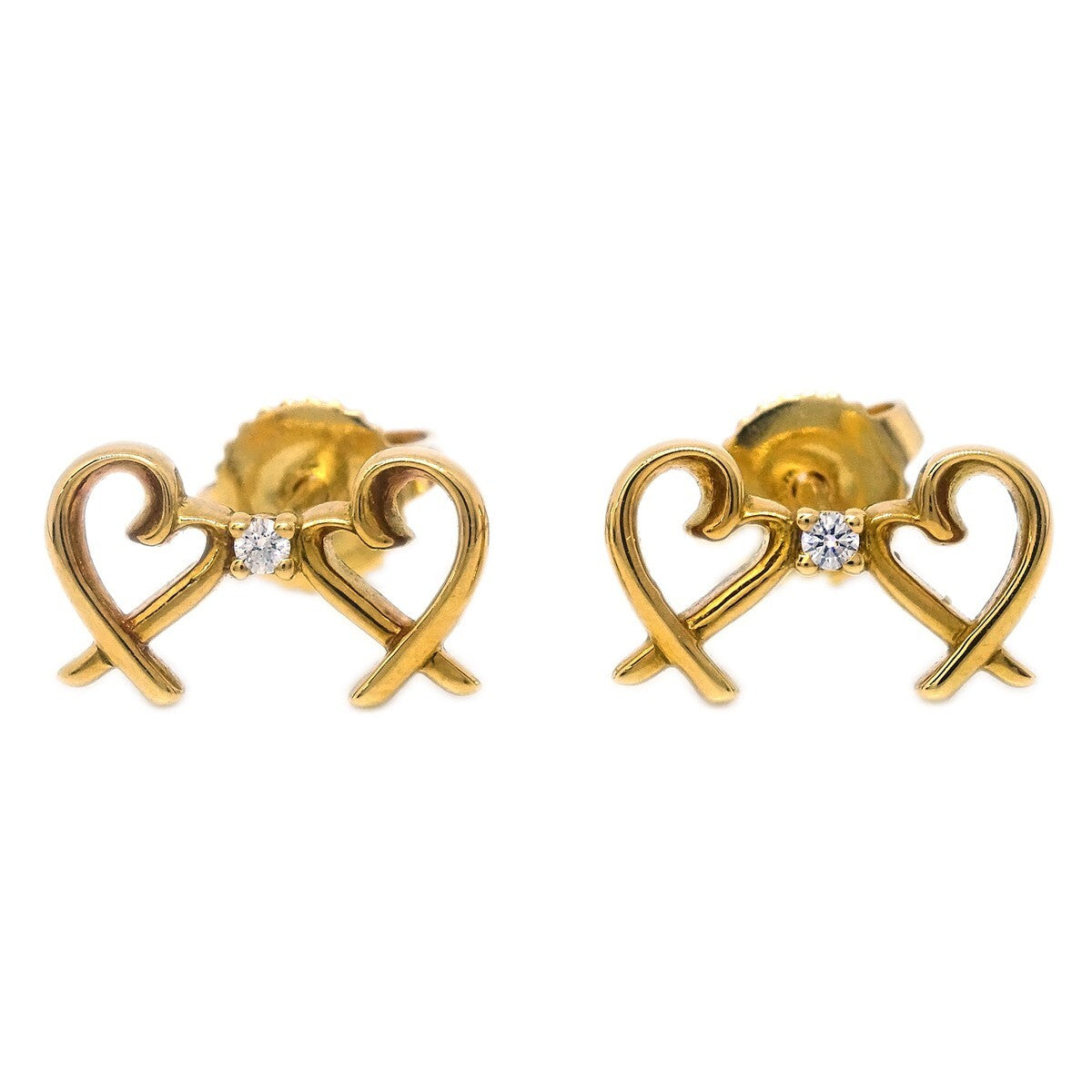 Tiffany & Co. Paloma Picasso Double Loving Heart Earrings 18K Yellow Gold with Diamonds Product Image