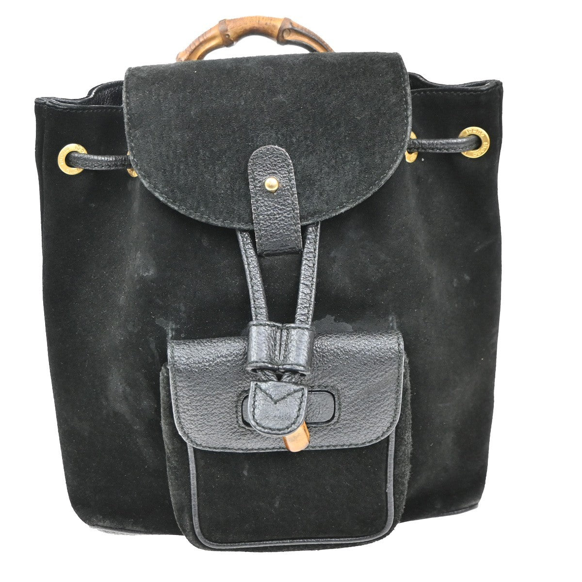 Gucci Vintage Bamboo Backpack Suede Small