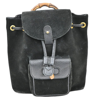 Gucci Vintage Bamboo Backpack Suede Small