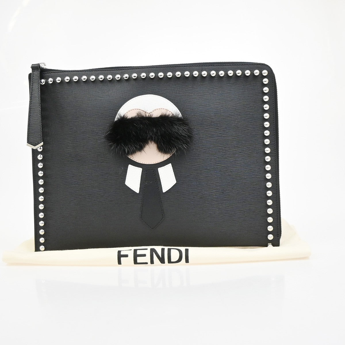 Fendi Karlito Studded Saffiano Leather Medium