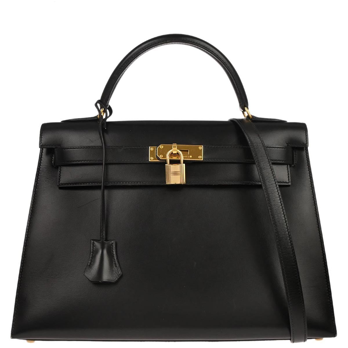 Hermes Kelly Black Box Calf with Gold Hardware 32