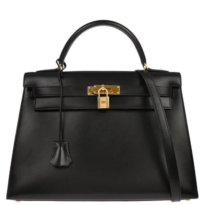 Hermes Kelly Black Box Calf with Gold Hardware 32