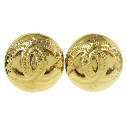 Chanel Vintage CC Round Clip-On Earrings Metal Small