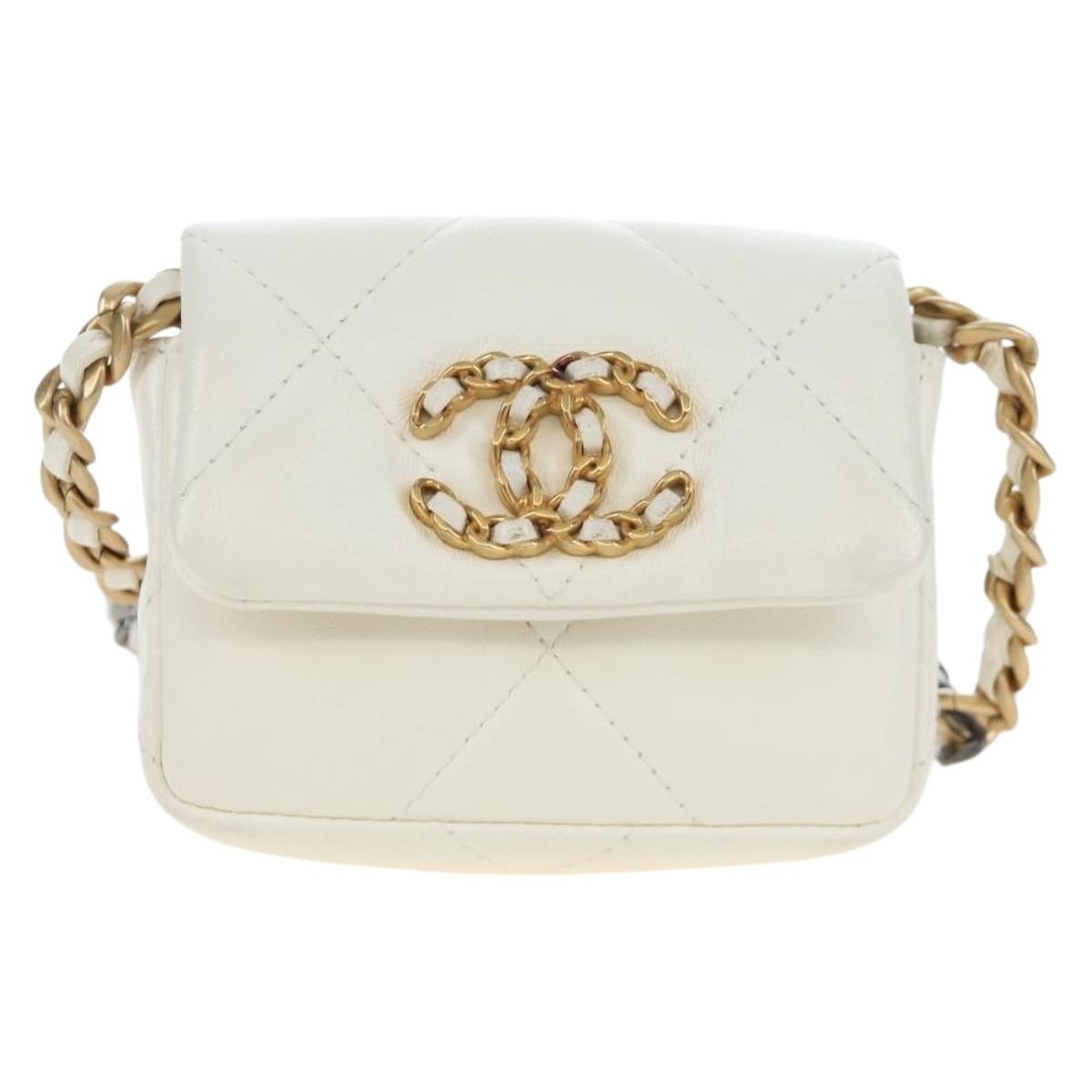 Chanel 19 Card Holder on Chain Quilted Leather Product Image