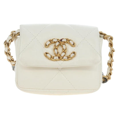 Chanel 19 Card Holder on Chain Quilted Leather Product Image