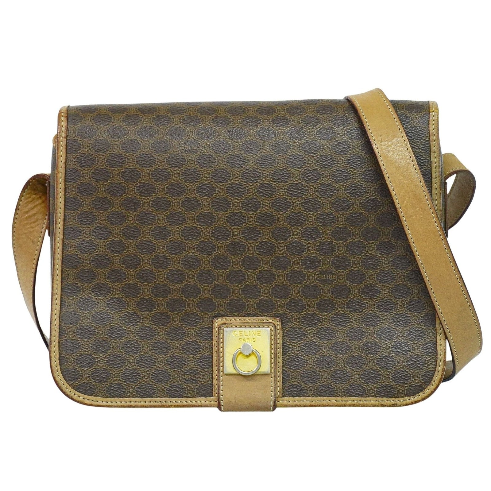 Celine Vintage Macadam Shoulder Bag Canvas and Leather Product Image