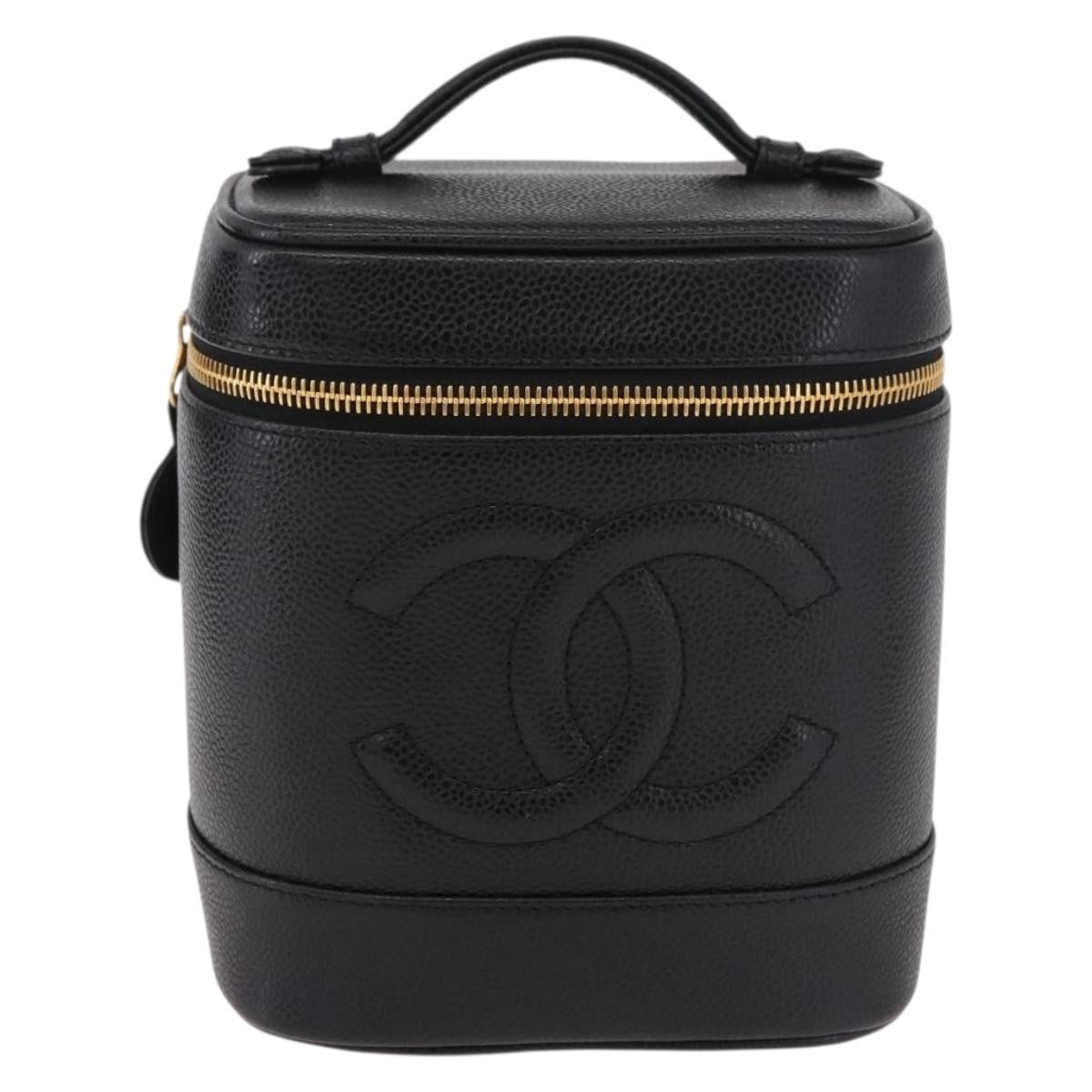 Chanel Vintage Timeless Cosmetic Case Caviar Tall