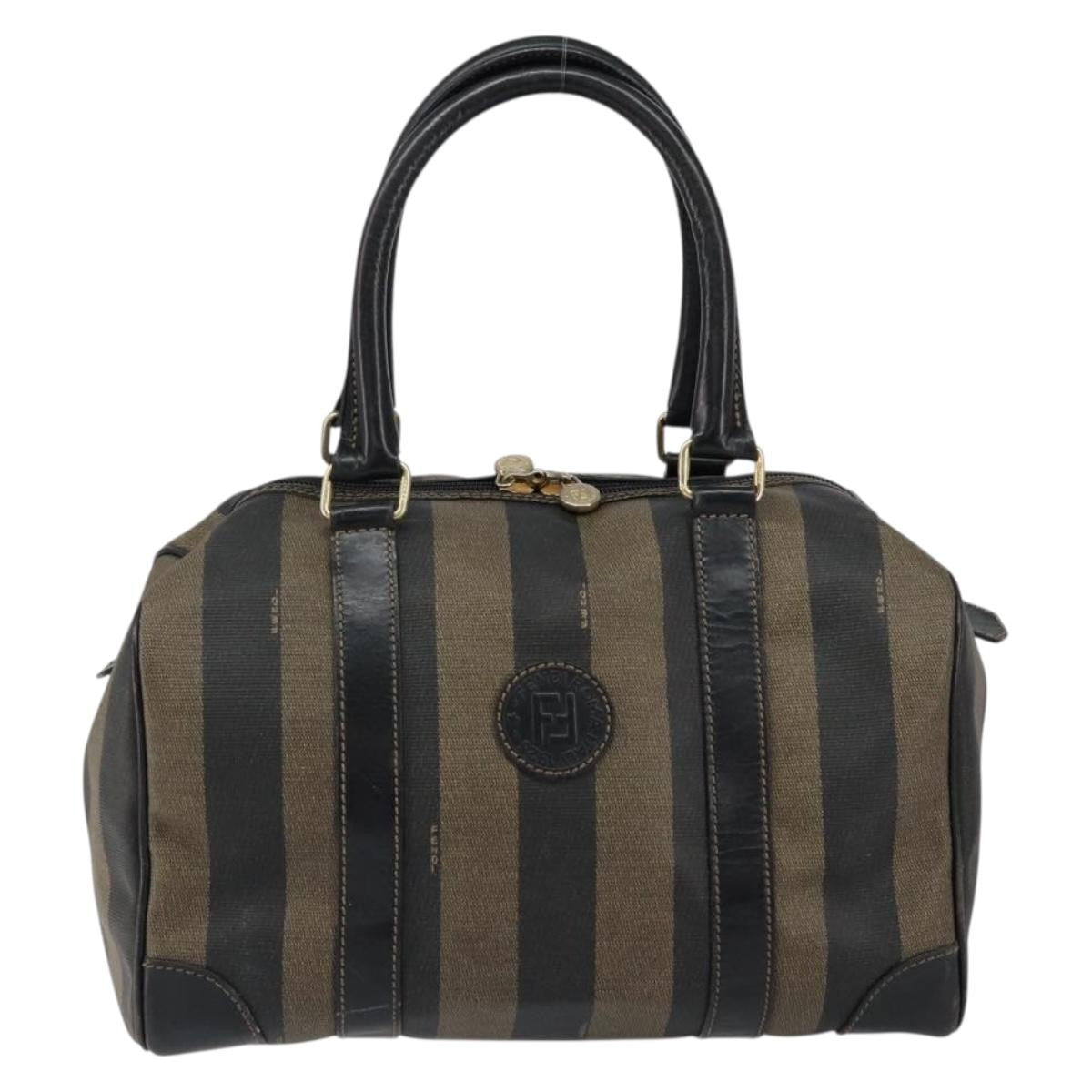Fendi Vintage Pequin Boston Bag Coated Canvas Medium