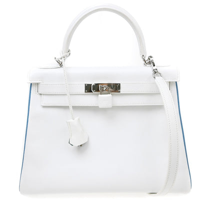 Hermes Kelly Handbag White Epsom with Palladium Hardware 35