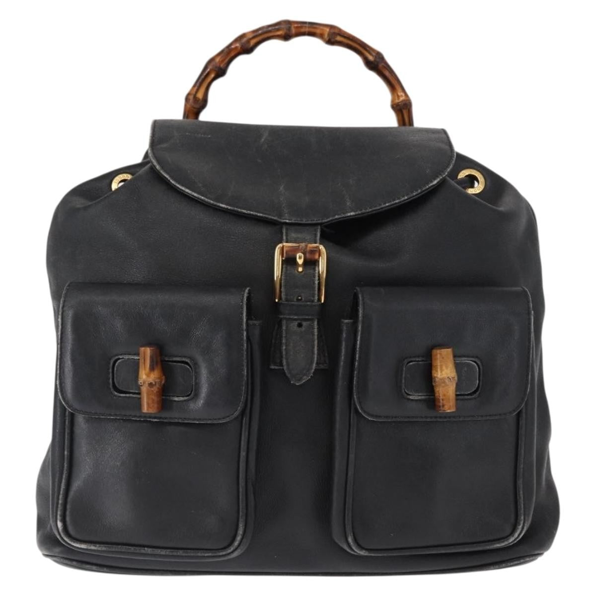 Gucci Vintage Bamboo Backpack Leather Product Image