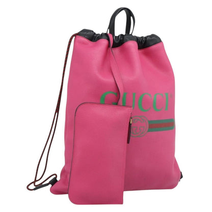 Gucci Logo Drawstring Printed Leather Medium