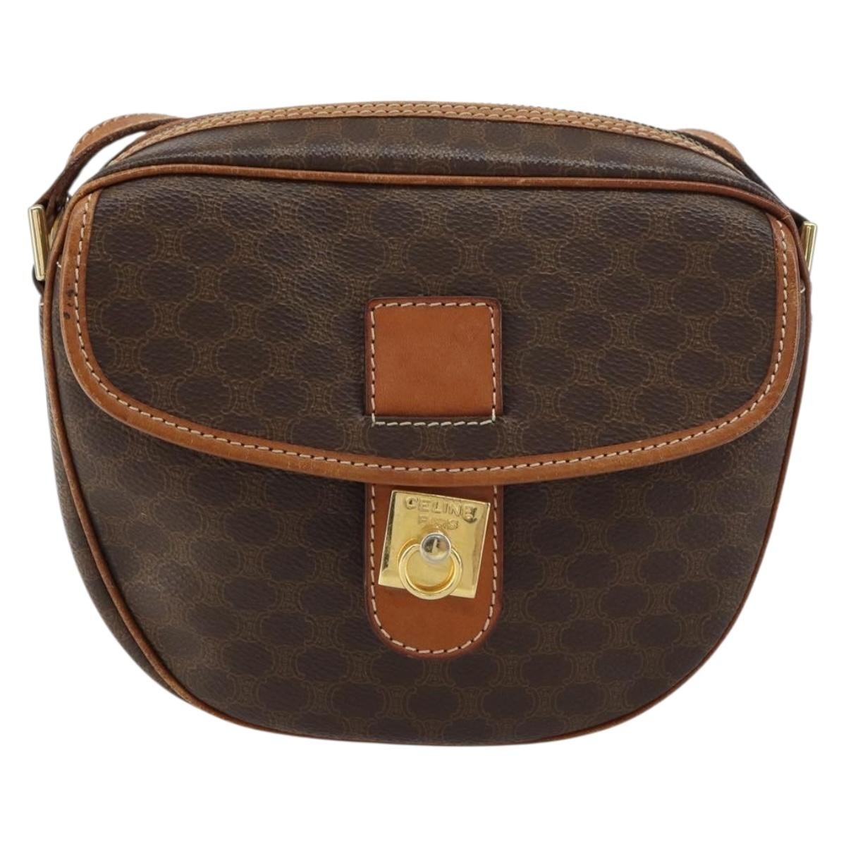 Celine Vintage Macadam Shoulder Bag Canvas and Leather Product Image