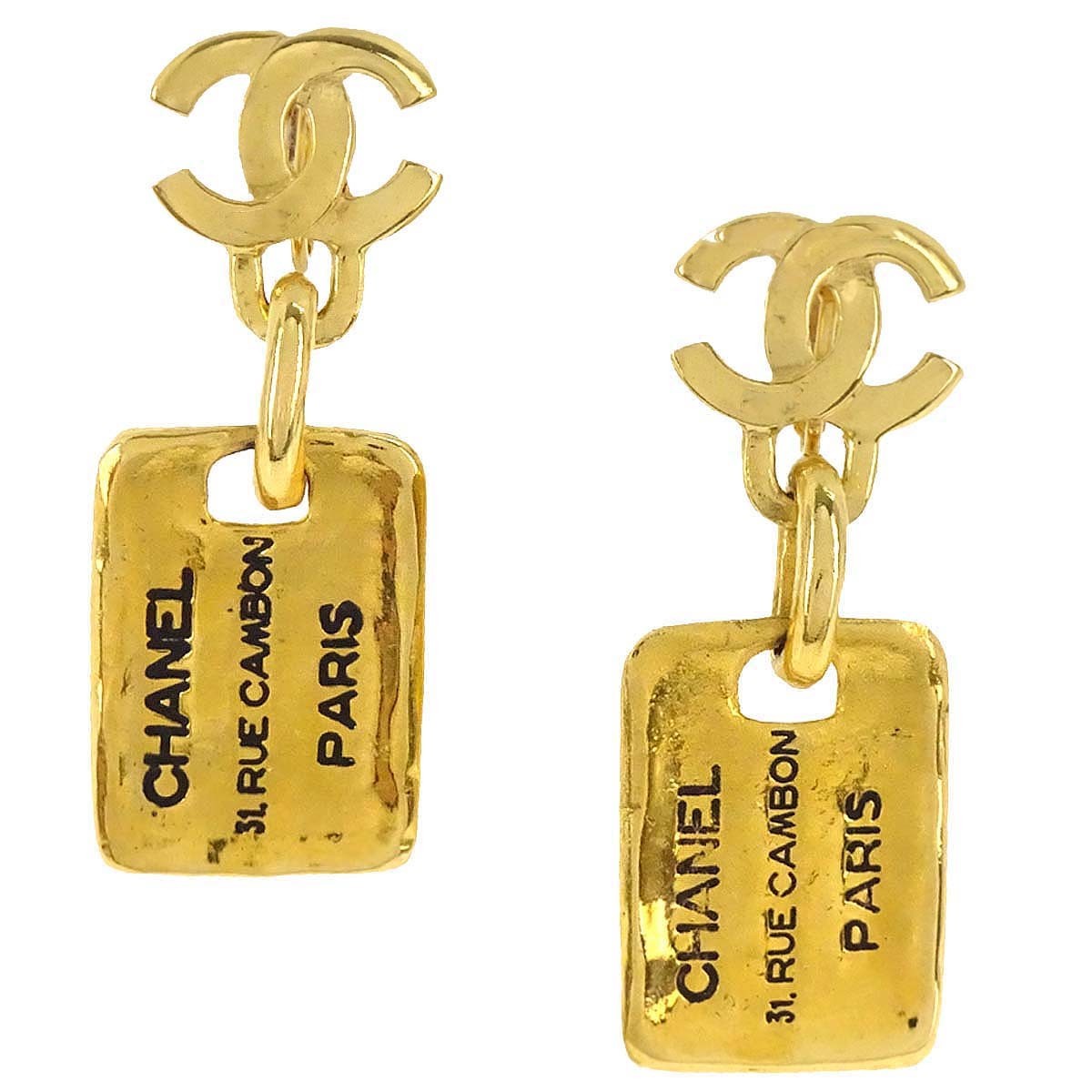 Chanel CC Plate Logo Dangle Metal with Crystals Product Image