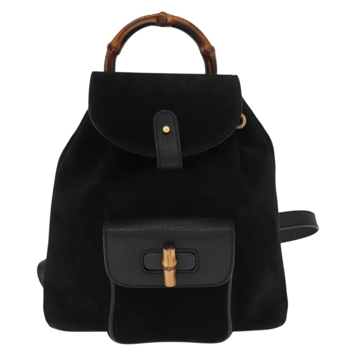 Gucci Vintage Bamboo Backpack Suede Small