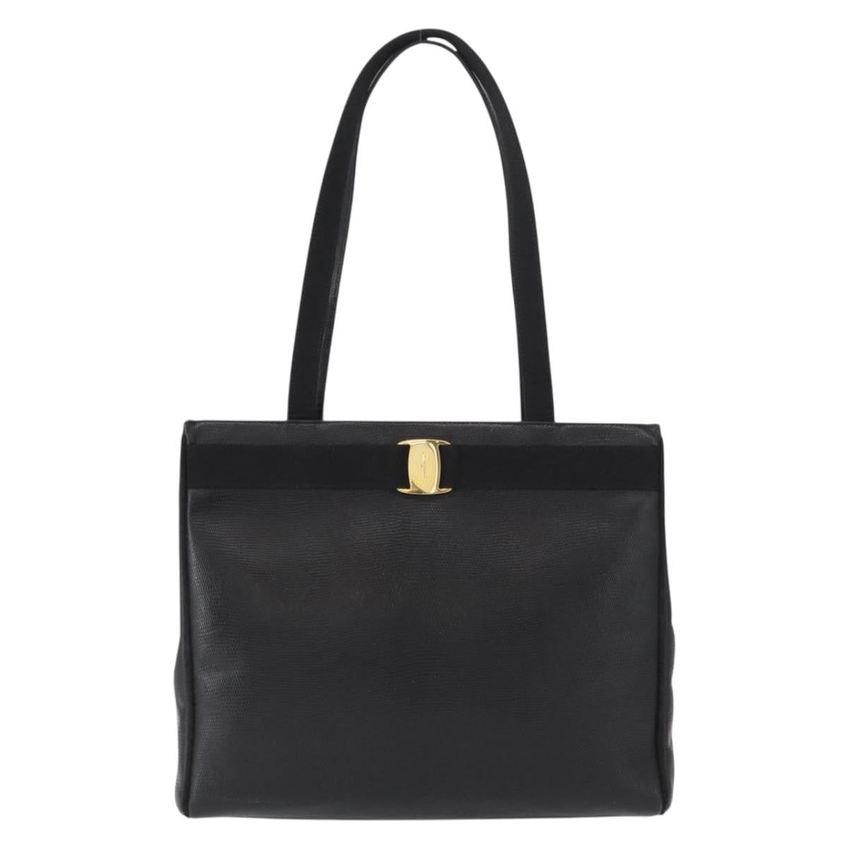 Salvatore Ferragamo Vintage Vara Bow Tote Lizard Embossed Leather Medium