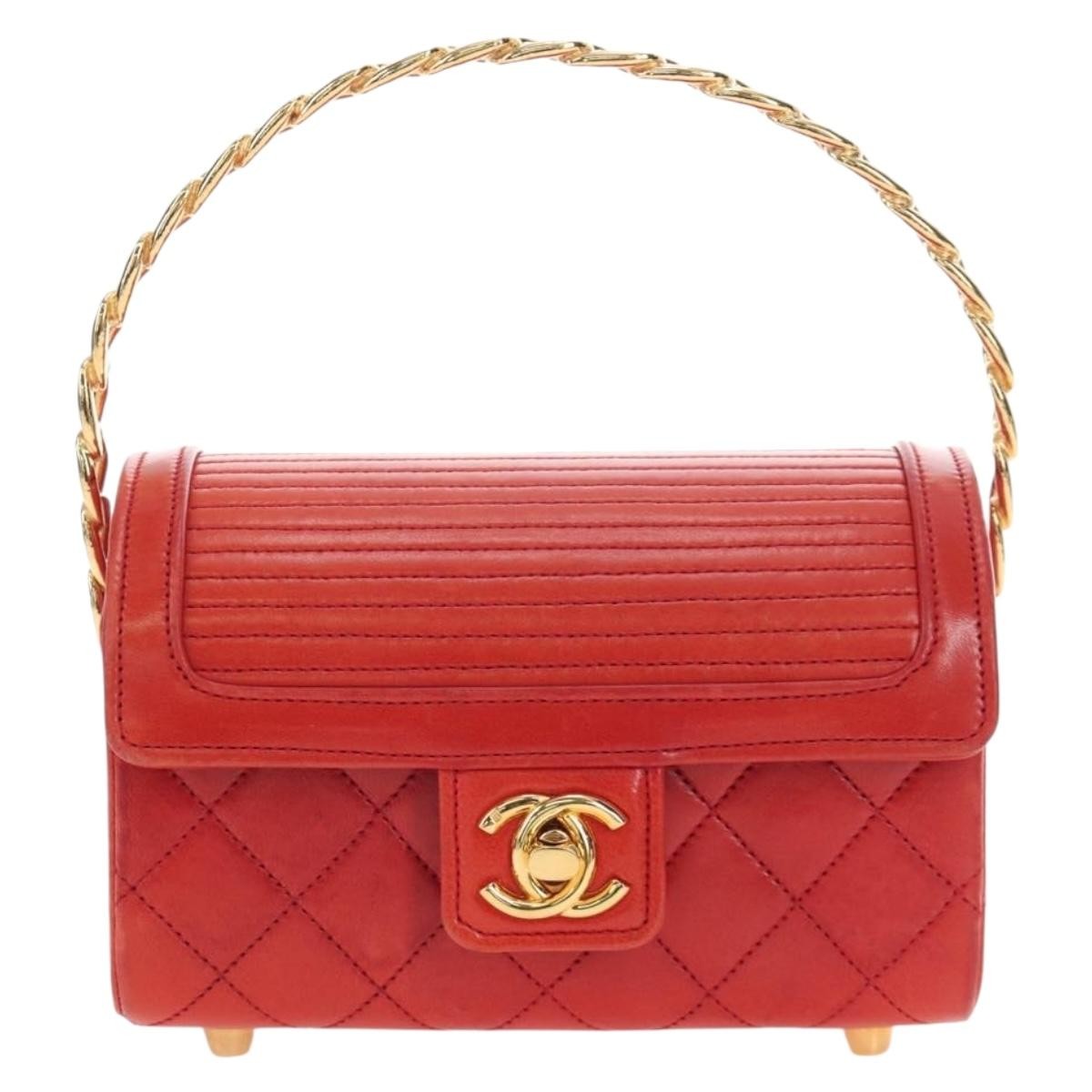 Chanel Vintage Mademoiselle Top Handle Flap Quilted Leather Small